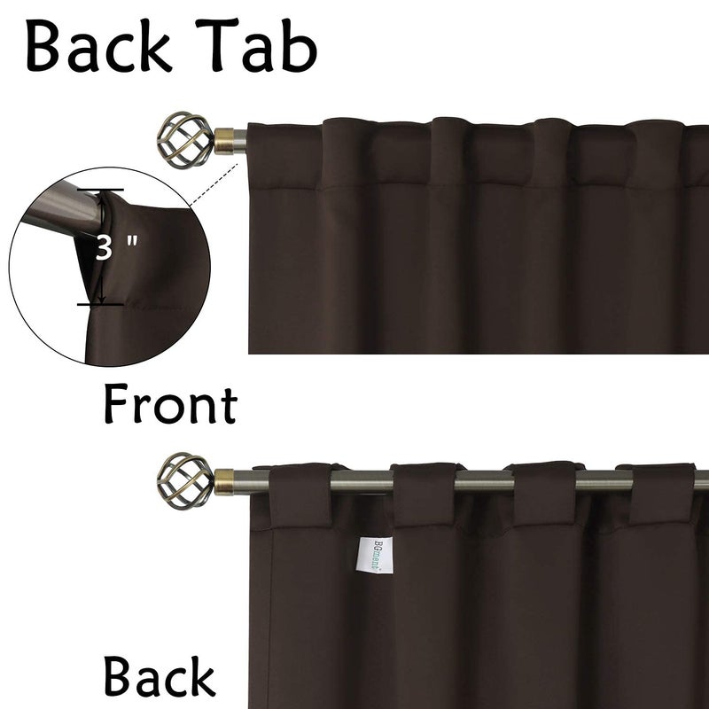 BGment Rod Pocket and Back Tab Blackout Curtains for Bedroom - Thermal Insulated Room Darkening Curtains for Living Room, 2 Window Curtain Panels (38 x 45 Inch, Brown) - Image 2